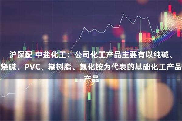 沪深配 中盐化工：公司化工产品主要有以纯碱、烧碱、PVC、糊树脂、氯化铵为代表的基础化工产品